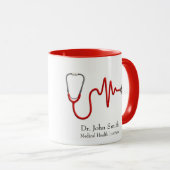 Stethoscope Medical ECG Wave EKG Heartbeat Line Mok (Voorkant rechts)