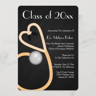 Stethoscope Medical School Afstuderen Aankondiging