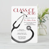 Stethoscope Medical School Afstuderen Aankondiging (Staand voorkant)