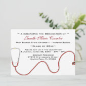 Stethoscope Medical School Afstuderen Uitnodiging (Staand voorkant)