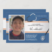 Stethoscope Photo Custom 3 Invitations (Devant / Derrière)