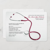 Stethoscope Red Médicale School Invitations (Devant / Derrière)
