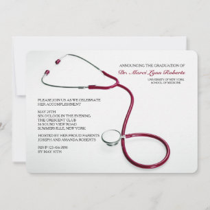 Stethoscope Red Médicale School Invitations