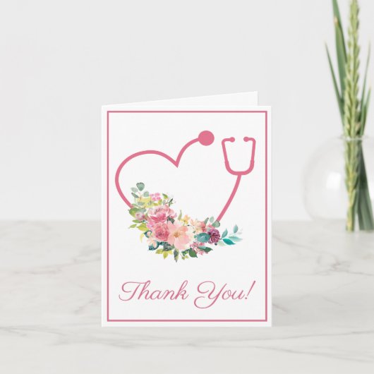 Stethoscope rose Floral Coeur Merci Médicale (Devant)