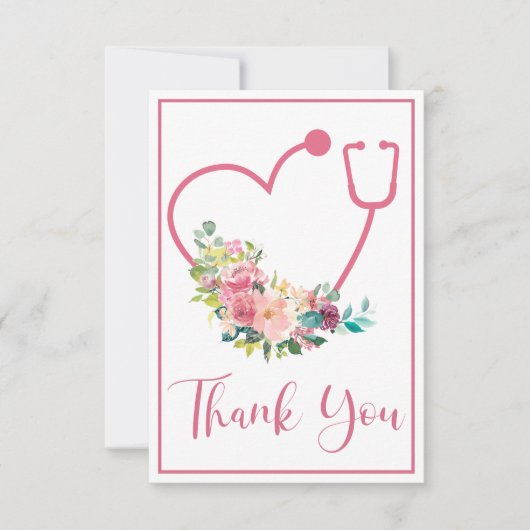 Stethoscope rose Floral Merci cardiaque (Devant)