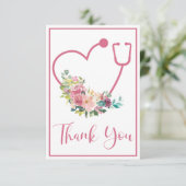 Stethoscope rose Floral Merci cardiaque (Debout devant)