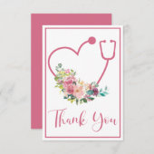 Stethoscope rose Floral Merci cardiaque (Devant / Derrière)
