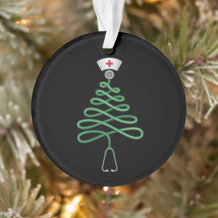 Stethoscope Sapin de Noël Infirmière Tenue de bloc