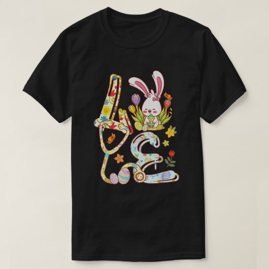 Stethoscope Scrub Life Neurse Bunny Easter Day Out T-shirt (Design voorkant)