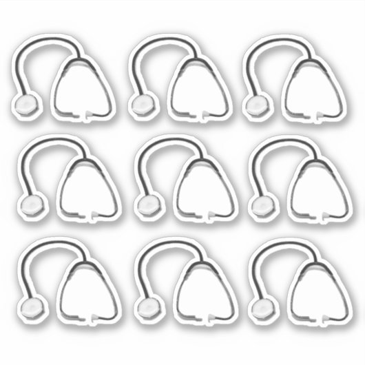 Stéthoscopes Médecins Infirmières Stickers 6" x 6" (Devant)