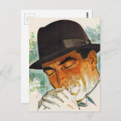 Stetson pet man dat een sigaret verlicht briefkaart (Voorkant / Achterkant)