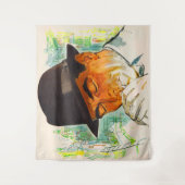 Stetson pet man dat een sigaret verlicht wandkleed (Voorkant)