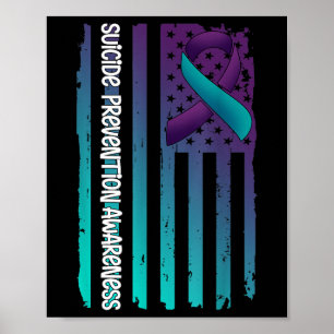Steun Amerikaanse Vlaglint Zelfmoordbewustzijn Voo Poster
