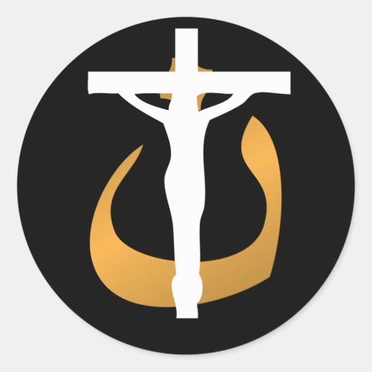 Steun christenen! Kruisbeeld - "Nuun" symbool Ronde Sticker (Voorkant)
