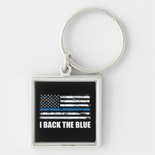 Steun de Blauwe Dunne blauwe lijn VS-vlag MAGA WWG Sleutelhanger