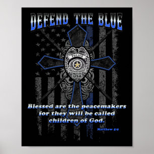 Steun De Politie Blauwe Lijn Verdedig Het Blauw Poster