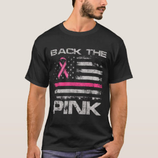 Steun de Roze Amerikaanse Vlag Borstkanker Bewustz T-shirt
