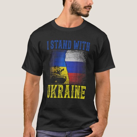 Steun die ik sta voor de Russische Oekraïense Tan T-shirt (Voorkant)