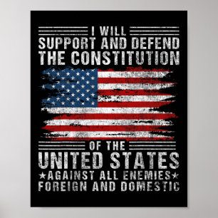 Steun en verdedig de grondwet - Us vlag 4th  Poster