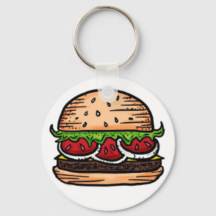 Steun hamburgers eten humor sleutelhanger