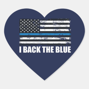 Steun het Blauwe Dunne blauwe lijn USA Vlag MAGA H Hart Sticker