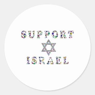 Steun Israël – Edelstenen Lettering Design Ronde Sticker