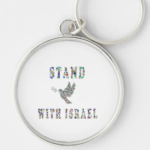 Steun Israël – Edelstenen Lettering Design Sleutelhanger