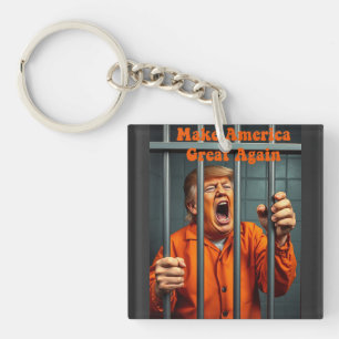 Steun Kamala Walz Justice Trump Funny Satire Sleutelhanger