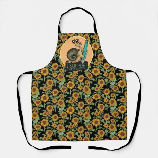 Steun Kleine Kunstenaars Slak en Zonnebloemen Schort (Voorkant)