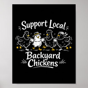 Steun Lokale Achtertuin Kippen Retro Pluimvee Hen Poster