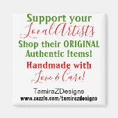 Steun lokale artiesten rood groen magneet (Voorkant)