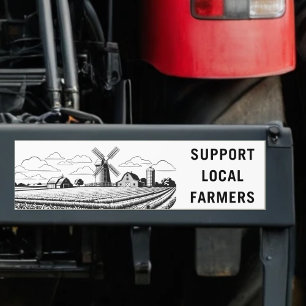 Steun Lokale Boeren Akkerbouw Boerderij Windmolen  Bumpersticker