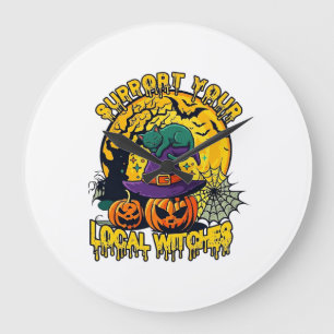 Steun Lokale Heksen Halloween Kat Heksenhoed Pomp Grote Klok