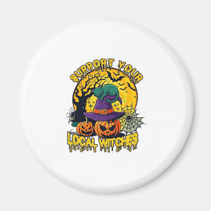 Steun Lokale Heksen Halloween Kat Heksenhoed Pomp Magneet