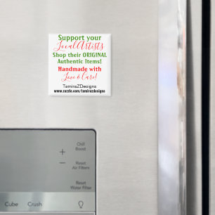 Steun Lokale Kunstenaars Rood Groen BEWERK DETAILS Magneet