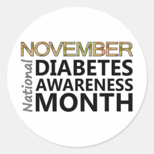 Steun nationale diabetes Bewustmakingsmaand novemb Ronde Sticker