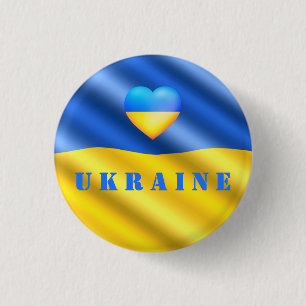 Steun Oekraïense Button Oekraïense vlag hart