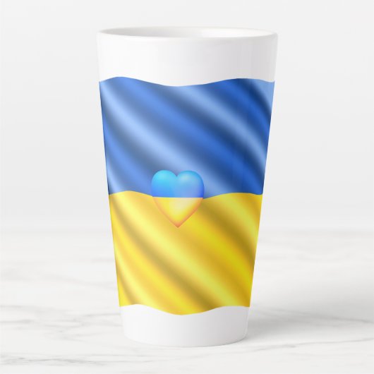 Steun Oekraïense Latte Mok Oekraïense vlag (Voorkant)