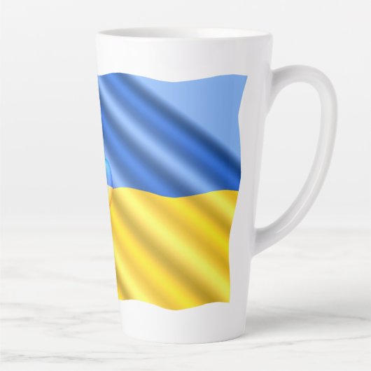 Steun Oekraïense Latte Mok Oekraïense vlag (Rechts)