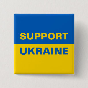 Steun Oekraïne Oekraïense vlag Vierkante Button 5,1 Cm