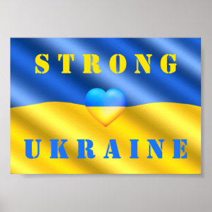 Steun Oekraïne - Sterk - Vlag - Vrijheid - Vrede Poster
