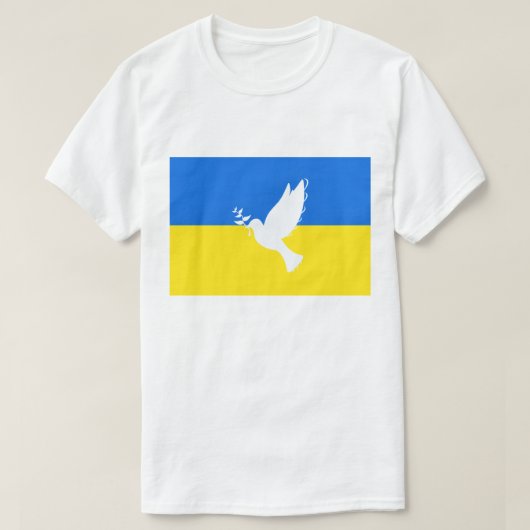 Steun Oekraïne T-shirt vredesduif Oekraïense vlag (Design voorkant)