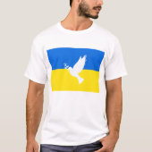 Steun Oekraïne T-shirt vredesduif Oekraïense vlag (Voorkant)