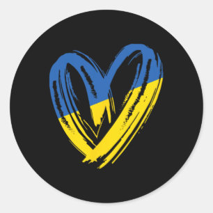 Steun Oekraïne Vlag Hart Anti Oorlog Vrede Voor Oe Ronde Sticker