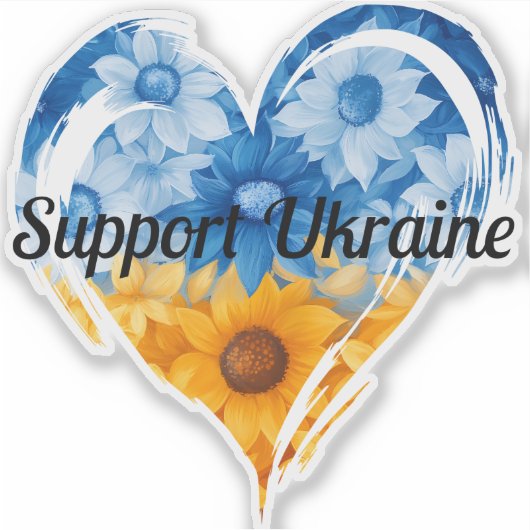 Steun Oekraïne Zonnebloem Hart Auto Bumper Sticker (Voorkant)
