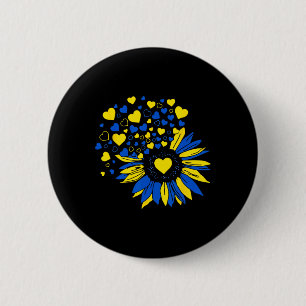 Steun Oekraïne Zonnebloem Oekraïense Vlag Hart Man Ronde Button 5,7 Cm
