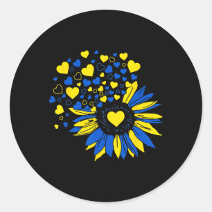 Steun Oekraine Zonnebloem Oekraïense Vlag Hart Man Ronde Sticker