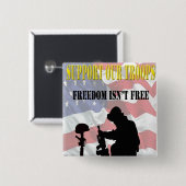 Steun onze troepen Pinback Vierkante Button 5,1 Cm (Voorkant /achterkant)