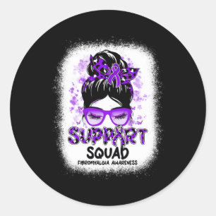 Steun Squad Messy Bun Butterfly Paarse Lint Fi Ronde Sticker