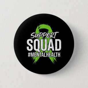 Steun Team Mentale Gezondheid Bewustzijn Groene Li Ronde Button 5,7 Cm